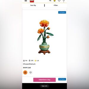 Lego Chrysanthemum Faux Floral Set in Orange and Green